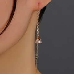 New flower copper zircon pendant tassel pierced pair of earrings