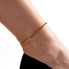 fashion stainless steel material electroplating 18K gold box chain anklet
