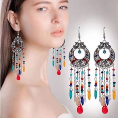 Fashion alloy bohemian ethnic tassels fringes earrings