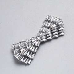 Fashion simple bow set white copper zirconium brooch