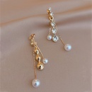 fashion retro rhinestone pearl tassel long alloy drop earringspicture8