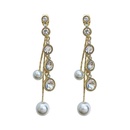 fashion retro rhinestone pearl tassel long alloy drop earringspicture10