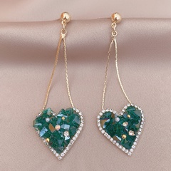 fashion rhinestone crystal heart-shaped long alloy drop earrings