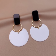 fashion contrast color acrylic geometric circle drop earrings