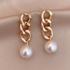 fashion chain pearl earrings simple alloy drop earrings