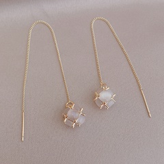 Simple opal earrings fashion geometric long alloy drop earrings
