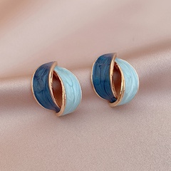 fashion retro drop oil geometric arc earrings alloy drop earrings