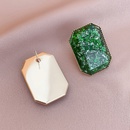fashion retro green resin square geometric earrings alloy stud earringspicture8