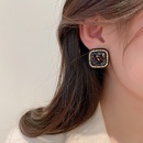 fashion retro black rhinestone geometric square alloy stud earringspicture7
