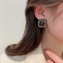 fashion retro black rhinestone geometric square alloy stud earringspicture9