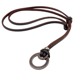 cowhide leather rope alloy necklace jewelry pendant