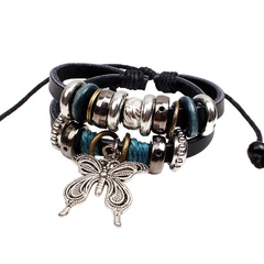 Nouveau bracelet en perles de cuir Bracelet tressé d'amour de papillon