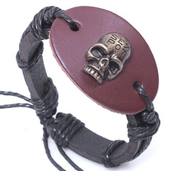 Retro Skull Scalp Leather Bracelet Punk Jewelry Wholesale