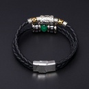 fashion turquoise leather stainless steel tiger eye stone malachite beaded braceletpicture4
