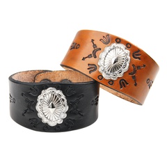 new jewelry accessories punk retro wide leather embossed bracelet