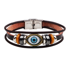 new leather bracelet Korean simple eye beaded stainless steel buckle bracelet