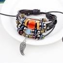 new woven leather rope alloy beaded bracelet jewelry wholesalepicture5