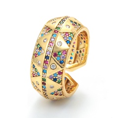 Mode-Diamant-Zirkon-Kupfer überzogener geometrischer Kupferring mit 18 Karat Gold