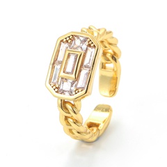 fashion retro hollow  diamond-encrusted zircon copper ring