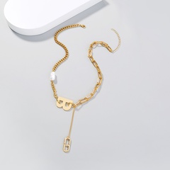 accessories lattice stitching letter B fashion single layer long pendant collarbone alloy chain