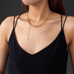 jewelry fashion U-shaped splicing collarbone freshwater bead alloy necklace