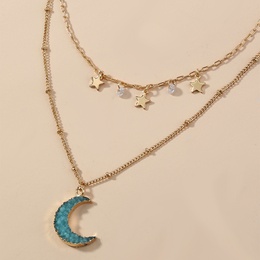 Doublelayer fashion jewelry simple blue moon little star alloy necklacepicture6