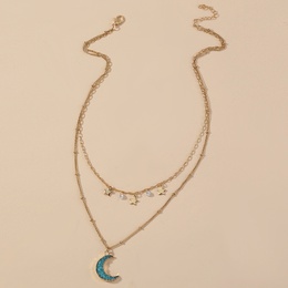 Doublelayer fashion jewelry simple blue moon little star alloy necklacepicture8