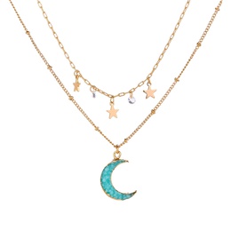 Doublelayer fashion jewelry simple blue moon little star alloy necklacepicture10