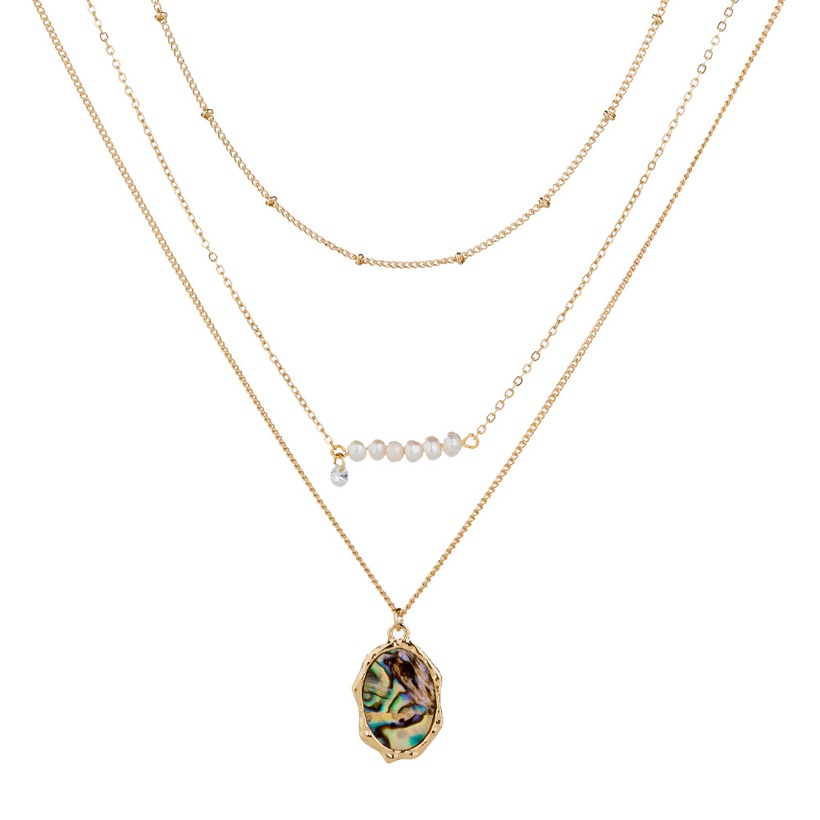 Bijoux Fantaisie Colliers | Collier En Alliage Pendentif Color Multicouche De Perles Naturelles Longues Dames - IT66241