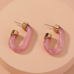 Korean style solid color jelly pink C-shaped resin stud earrings wholesale