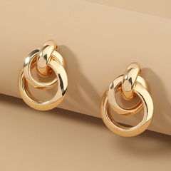 vintage geometric circle shape solid color metal stud earrings 