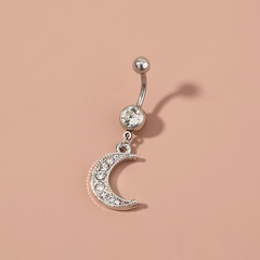 fashion moon diamond pendant stainless steel belly button stainless steel nail
