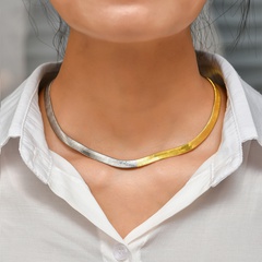 neck punk simple 18k gold snake bone alloy necklace