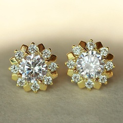 fashion sun flower earrings simple copper zircon flower stud earrings