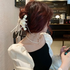 fashion retro rose hair clip bow hairpin solid color headband