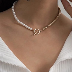 collier en alliage de clavicule tour de cou à boucle OT de couture de perles créatives