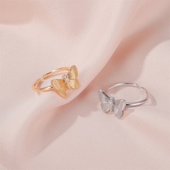 fashion copper zircon three-dimensional butterfly opening adjustable index finger ring