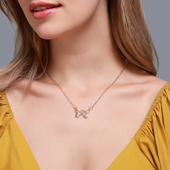 butterfly simple hollow small butterfly clavicle shiny micro-encrusted copper necklace