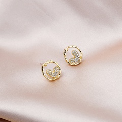 fashion simple hollow heart zircon alloy stud earrings