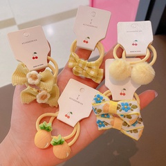 10-piece set of 2022 spring new fabric bow children cute hair ring