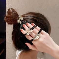 Cuerda para el cabello con diamantes de imitación de piedra de ópalo 2022, nuevo anillo para el cabello con flores y lazo