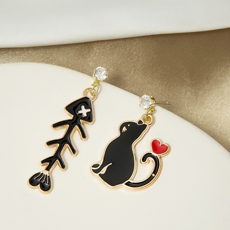 fashion cartoon cute cat fishbone alloy drop earrings's discount tags
