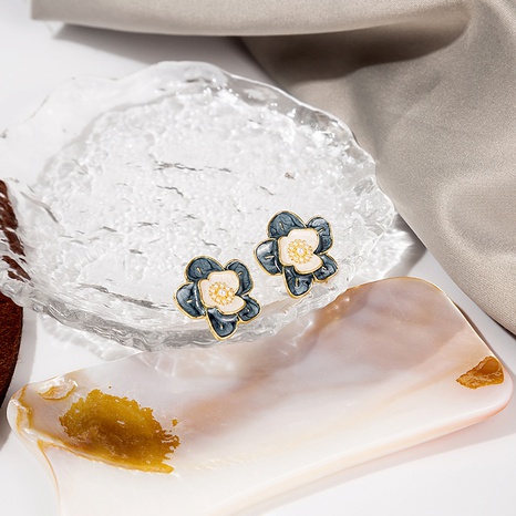 Fashion Flower Drop Oil Enamel Pearl Alloy Stud Earrings  's discount tags