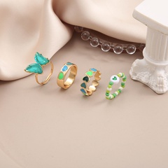 simple fashion ring dripping oil butterfly alloy ring set 