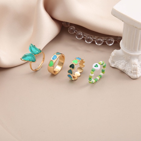 simple fashion ring dripping oil butterfly alloy ring set's discount tags