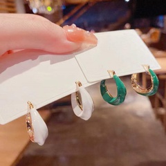 new trendy simple geometric oil drop alloy hoop earrings women