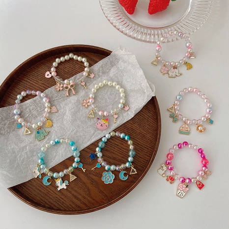 Pearl Cartoon Bracelet Cute Gradient Color Children's Bracelet Wholesale's discount tags