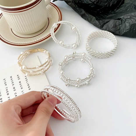 fashion double pearl cross winding bracelet female Korean jewelry's discount tags