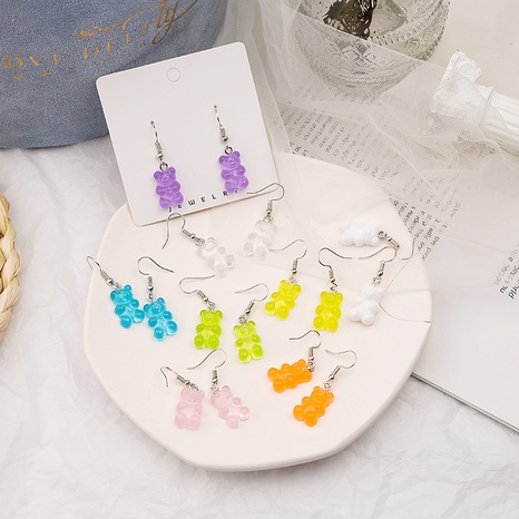 fashion creative drop earrings resin bear transparent drop earrings's discount tags
