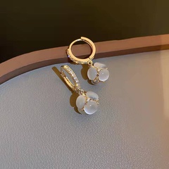 fashion opal diamond hydrangea geometric alloy hoop earrings
